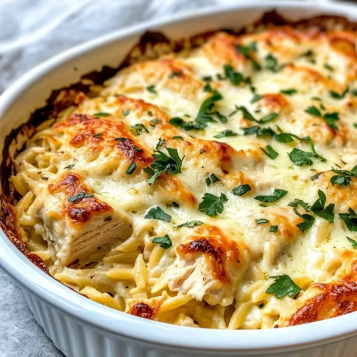Homemade Creamy Chicken Alfredo Orzo Bake (Weeknight Easy) photo