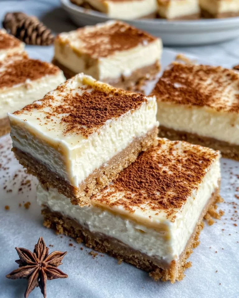 Homemade Eggnog Cheesecake Bars with Gingersnap Base photo