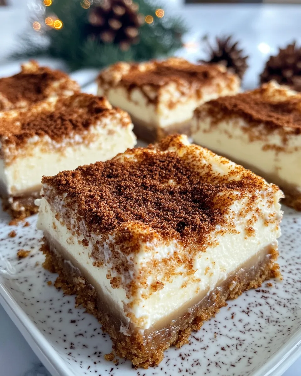 Easy Eggnog Cheesecake Bars with Gingersnap Base recipe photo