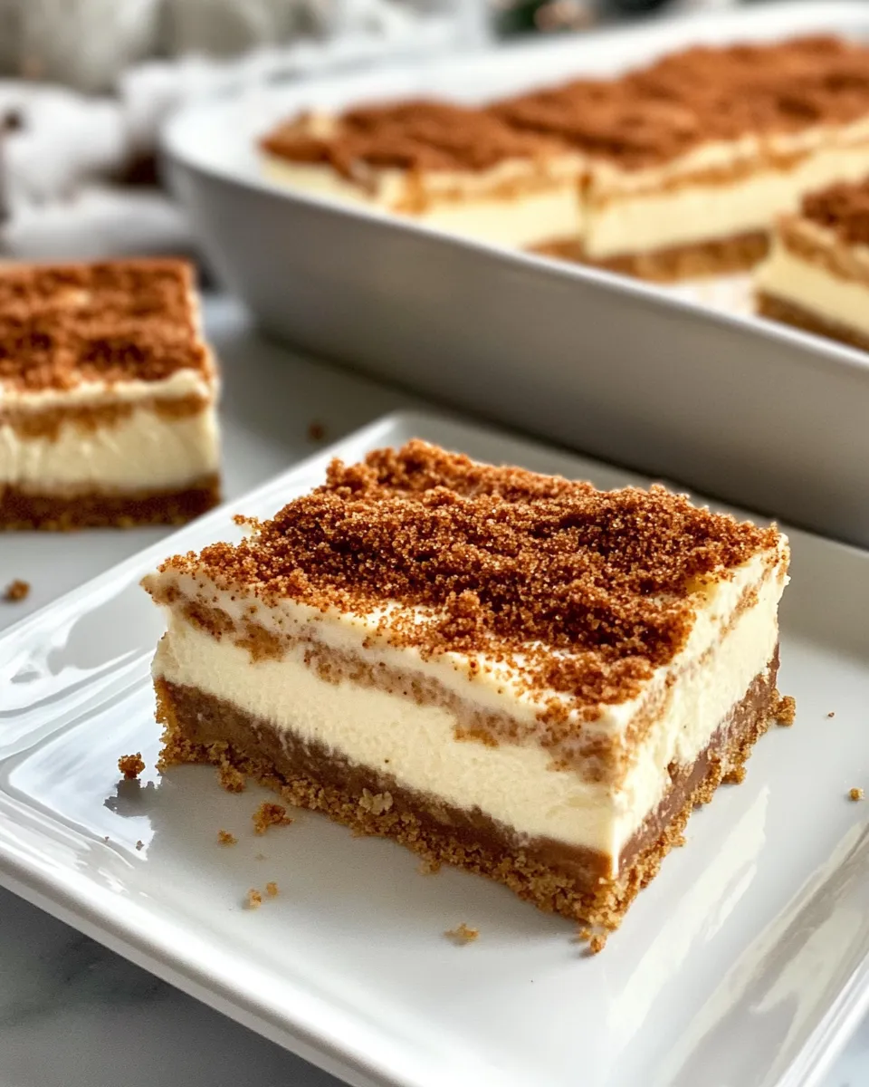 Delicious Eggnog Cheesecake Bars with Gingersnap Base dish photo
