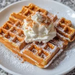 Homemade Gingerbread Waffles with Vanilla Whipped Cream recipe photo