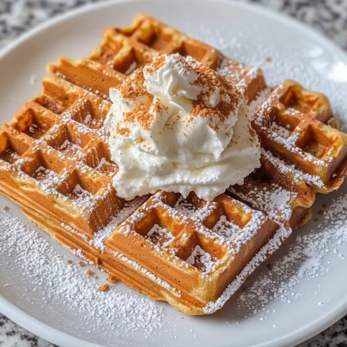 Homemade Gingerbread Waffles with Vanilla Whipped Cream recipe photo