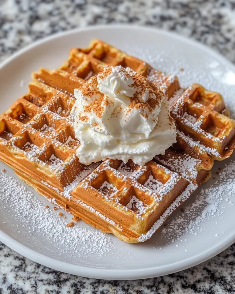 Homemade Gingerbread Waffles with Vanilla Whipped Cream recipe photo