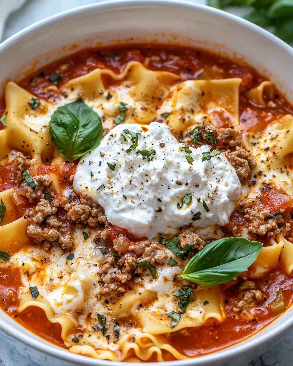 Classic Hearty Lasagna Soup with Ricotta Dollops image