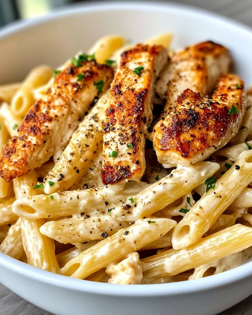 Delicious High-Protein Cottage Cheese Alfredo Penne plate image
