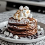 Homemade Hot Cocoa Pancakes with Marshmallow Cream photo