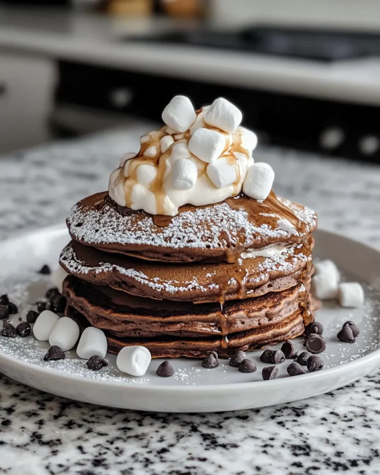 Homemade Hot Cocoa Pancakes with Marshmallow Cream photo