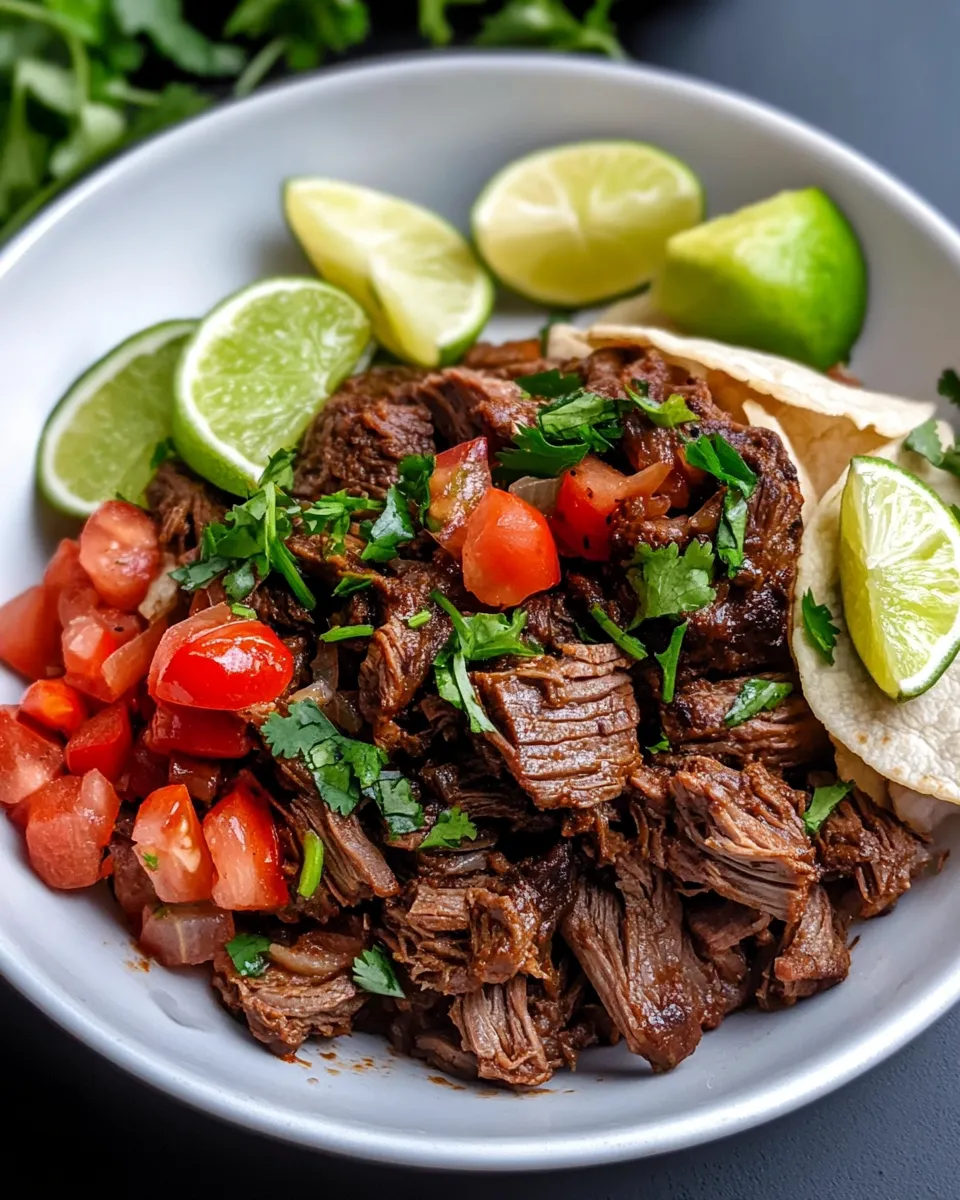 Delicious Instant Pot Beef Barbacoa for Tacos & Bowls plate image