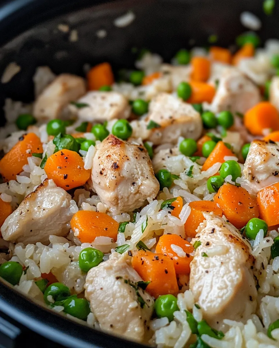Delicious Instant Pot Chicken & Rice with Carrots & Peas plate image