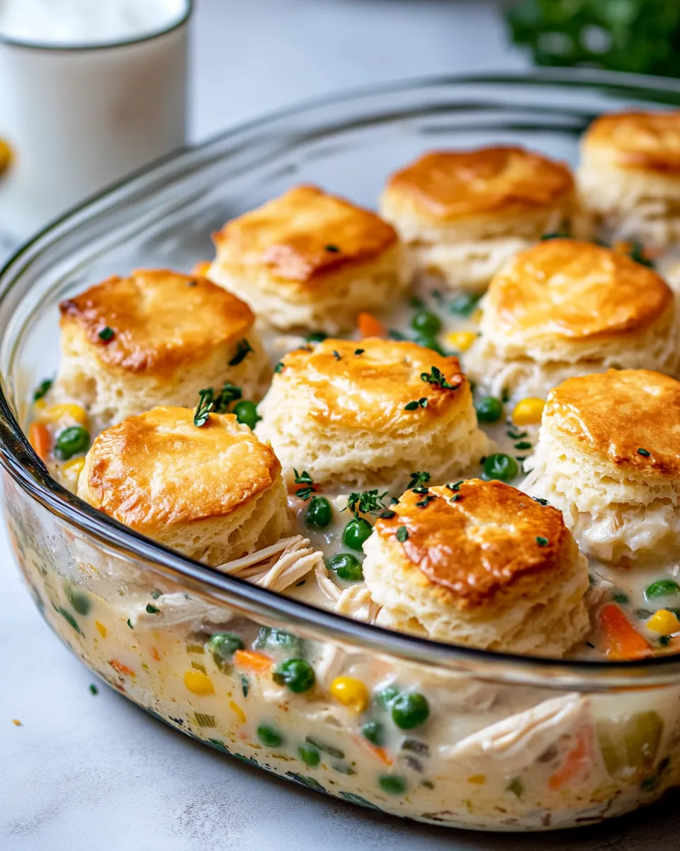 Homemade Leftover Turkey Pot Pie with Cheddar Biscuit Top recipe photo