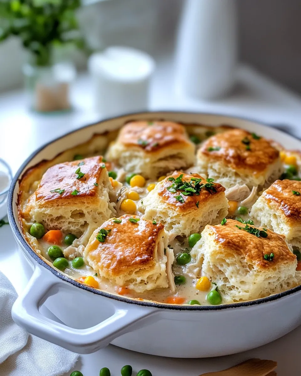 Easy Leftover Turkey Pot Pie with Cheddar Biscuit Top food shot