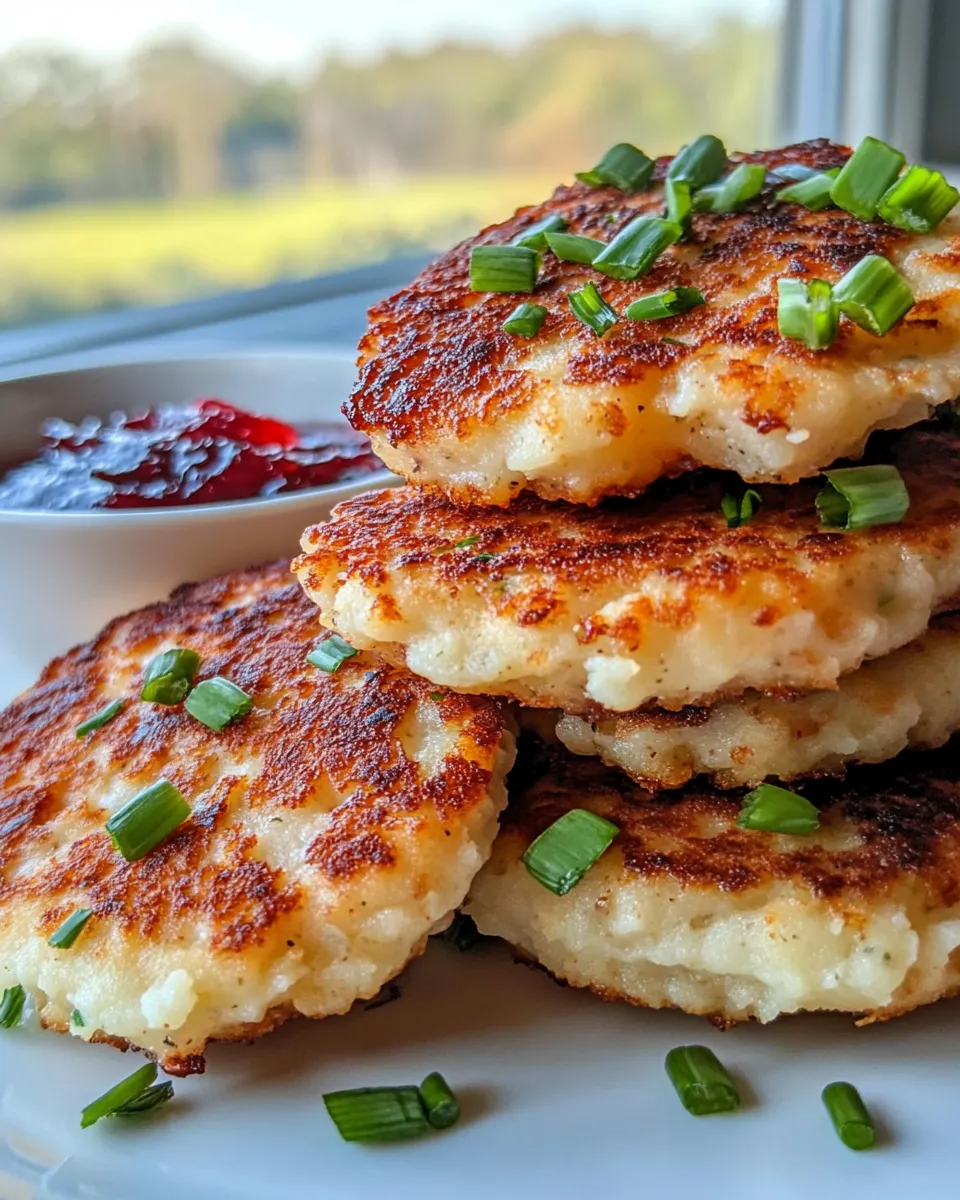 Easy Mashed Potato Cakes with Chives & Cranberry Dip recipe photo