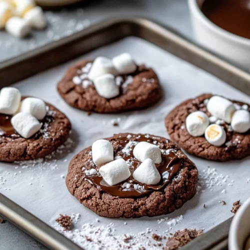 Homemade Molten Hot Cocoa Lava Cookies with Marshmallow Centers photo