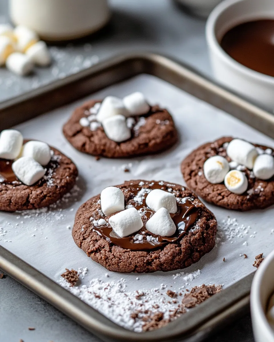 Homemade Molten Hot Cocoa Lava Cookies with Marshmallow Centers photo