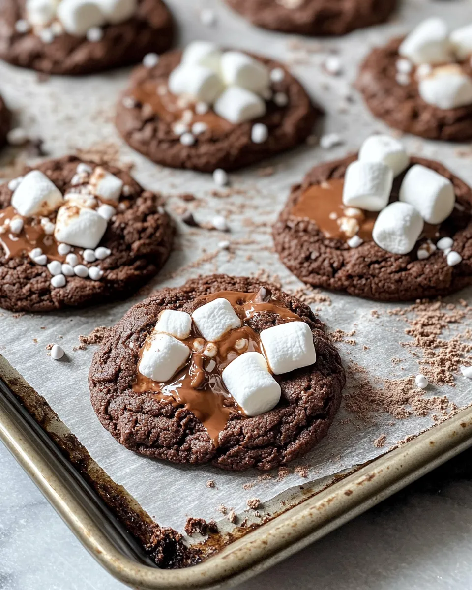 Easy Molten Hot Cocoa Lava Cookies with Marshmallow Centers recipe photo