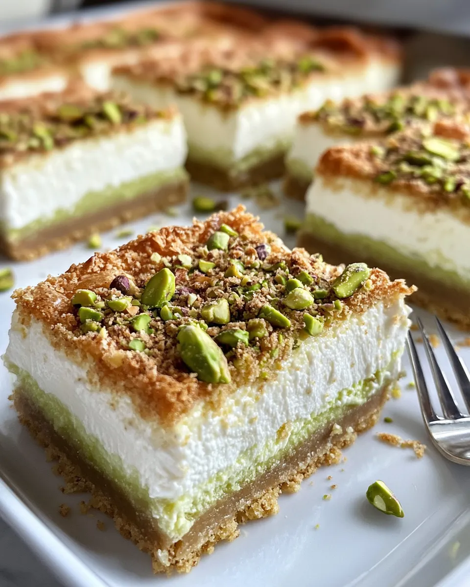 Homemade Pistachio Knafeh Cheesecake Bars (Dubai Chocolate Vibes) photo