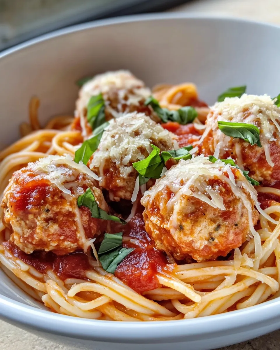 Classic Skillet Chicken Parmesan Meatballs with Spaghetti dish photo