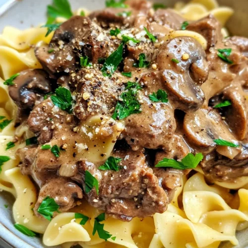 Homemade Slow Cooker Beef & Mushroom Stroganoff Noodles recipe photo