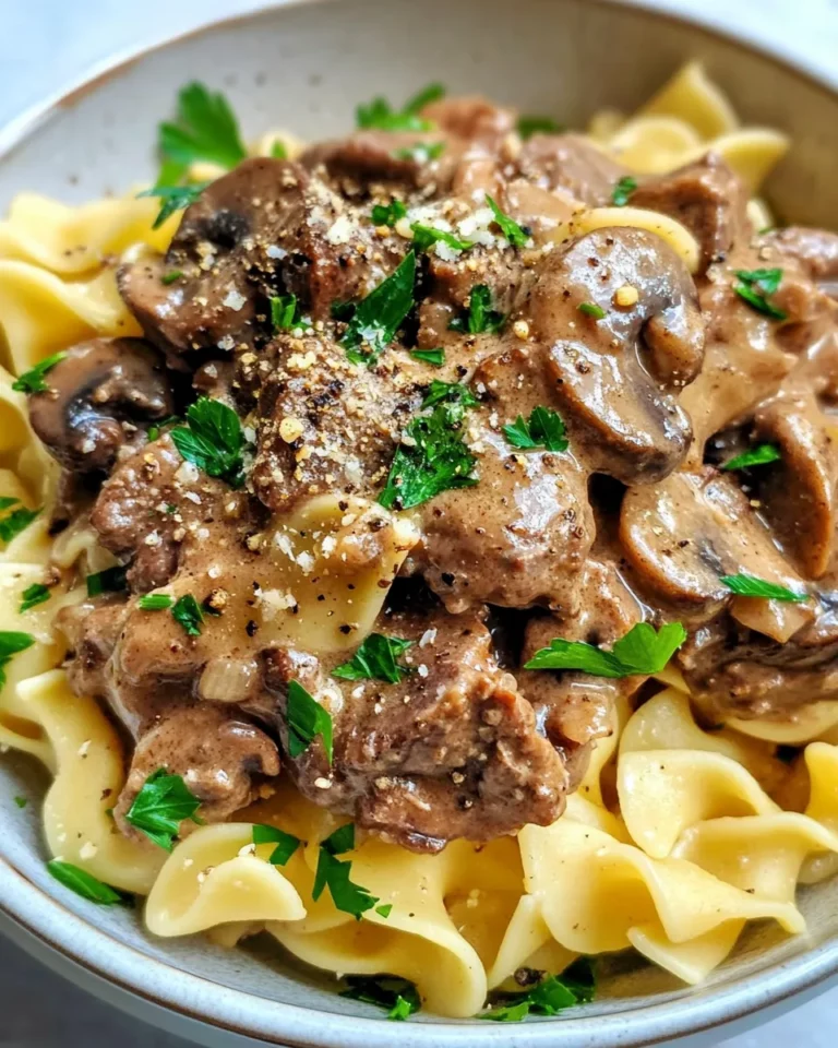 Homemade Slow Cooker Beef & Mushroom Stroganoff Noodles recipe photo