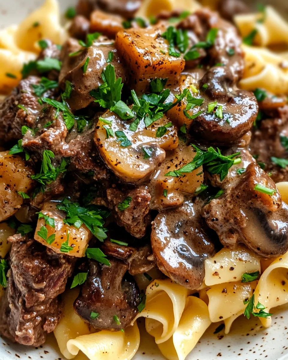 Classic Slow Cooker Beef & Mushroom Stroganoff Noodles dish photo
