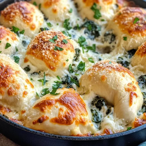 Homemade Spinach Artichoke Dip Skillet with Garlic Knots photo