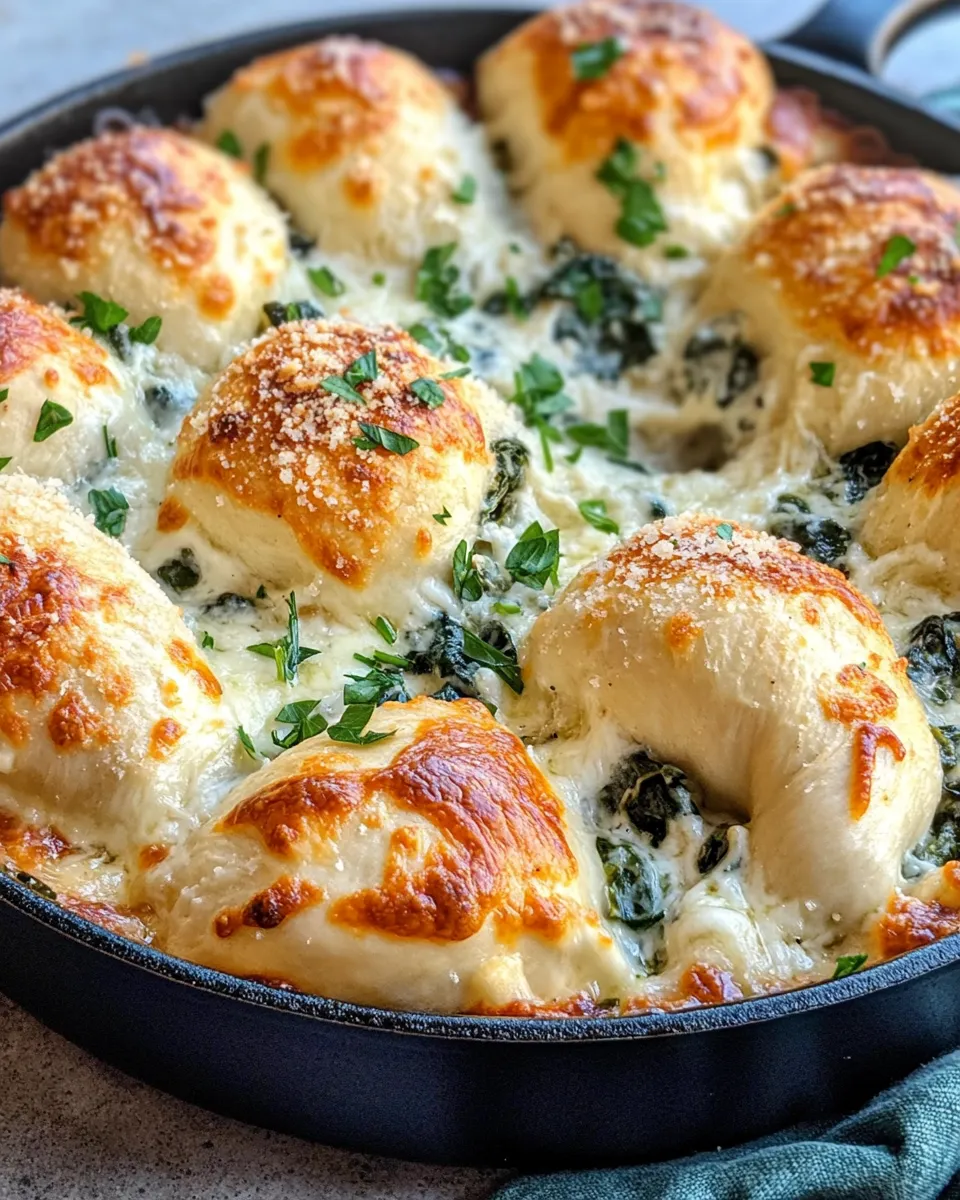 Homemade Spinach Artichoke Dip Skillet with Garlic Knots photo