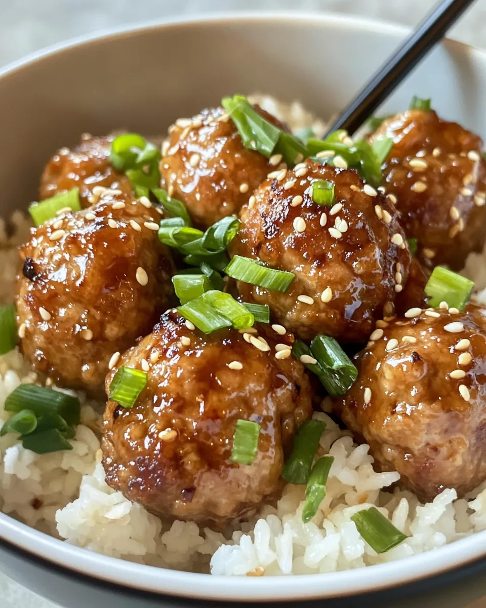 Classic Sticky Sesame Chicken Meatballs with Rice image