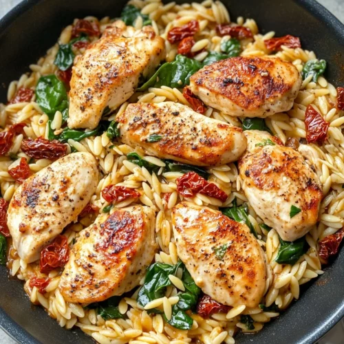 Homemade Sun-Dried Tomato Chicken Skillet with Orzo recipe photo