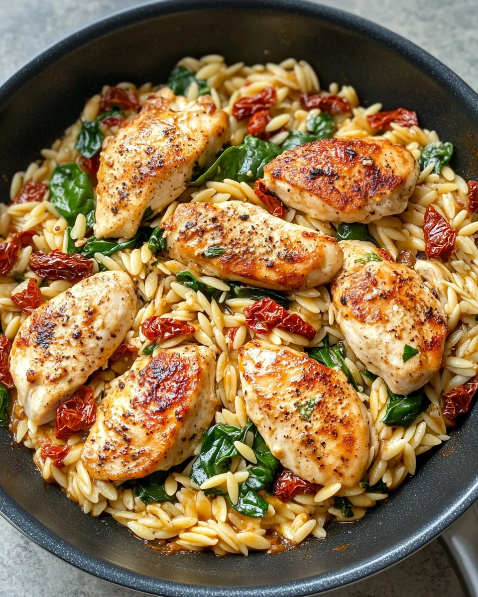 Homemade Sun-Dried Tomato Chicken Skillet with Orzo recipe photo