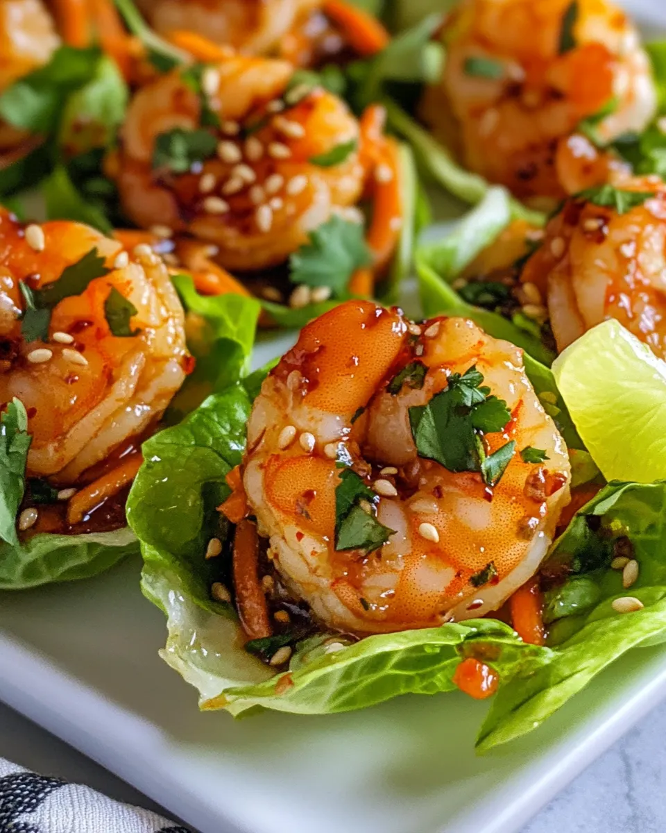 Easy Sweet Chili Shrimp Lettuce Cups (Party-Ready) food shot