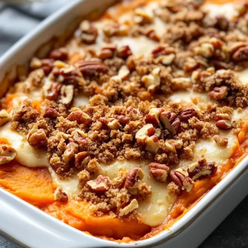 Homemade Sweet Potato Casserole with Pecan Streusel recipe photo