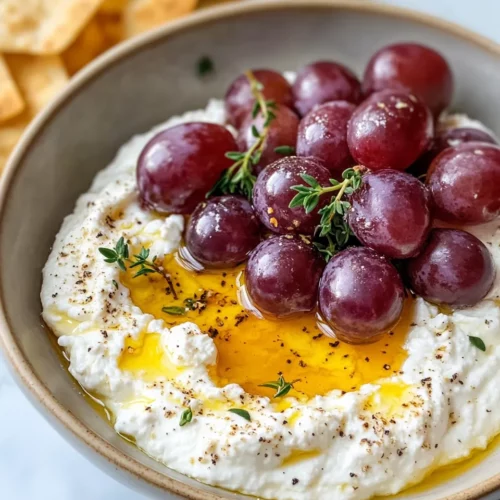 Homemade Whipped Feta Dip with Hot Honey & Roasted Grapes photo