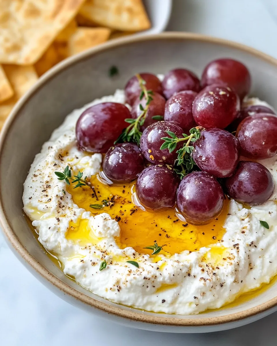 Homemade Whipped Feta Dip with Hot Honey & Roasted Grapes photo