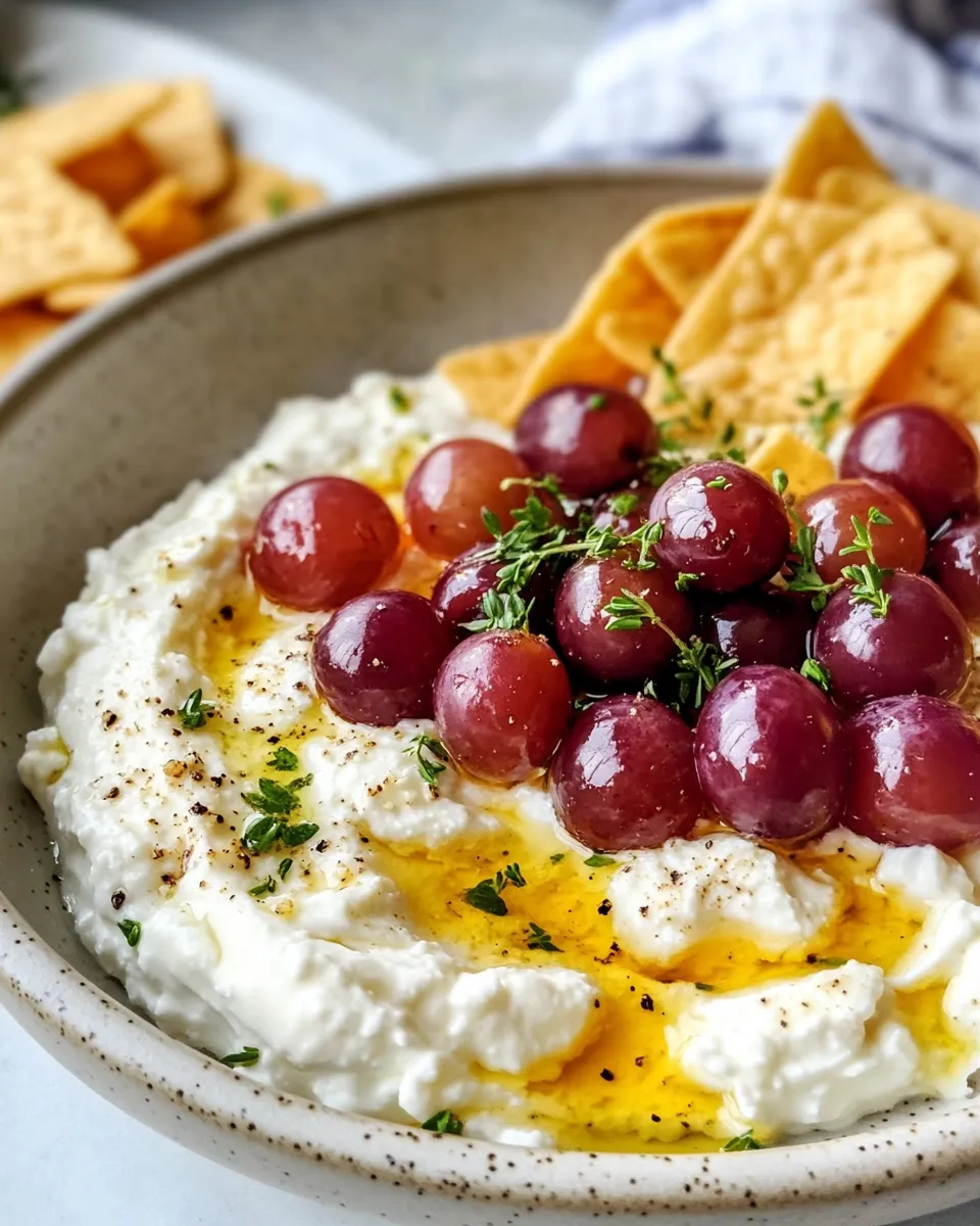 Classic Whipped Feta Dip with Hot Honey & Roasted Grapes image