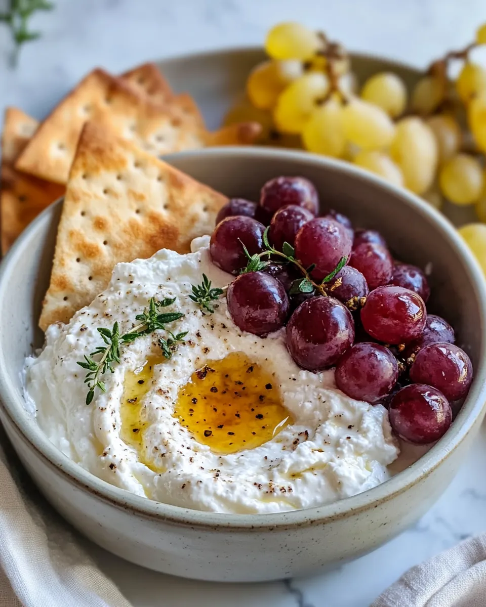 Easy Whipped Feta Dip with Hot Honey & Roasted Grapes recipe photo