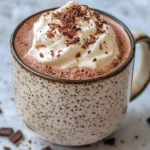 Homemade Whipped Hot Chocolate with Thick Cream Cap recipe photo