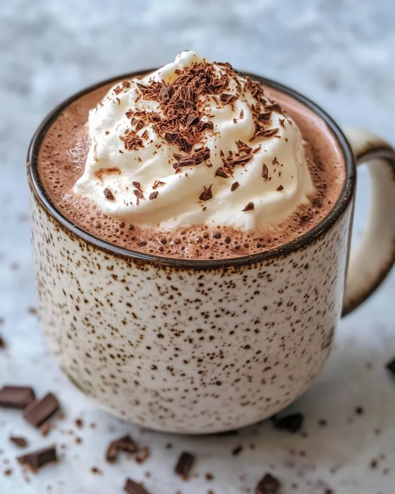Homemade Whipped Hot Chocolate with Thick Cream Cap recipe photo