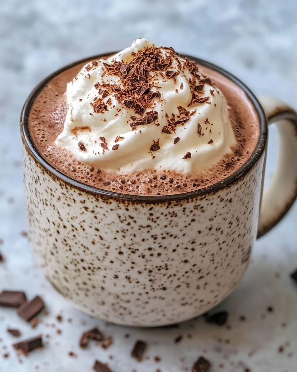 Homemade Whipped Hot Chocolate with Thick Cream Cap recipe photo