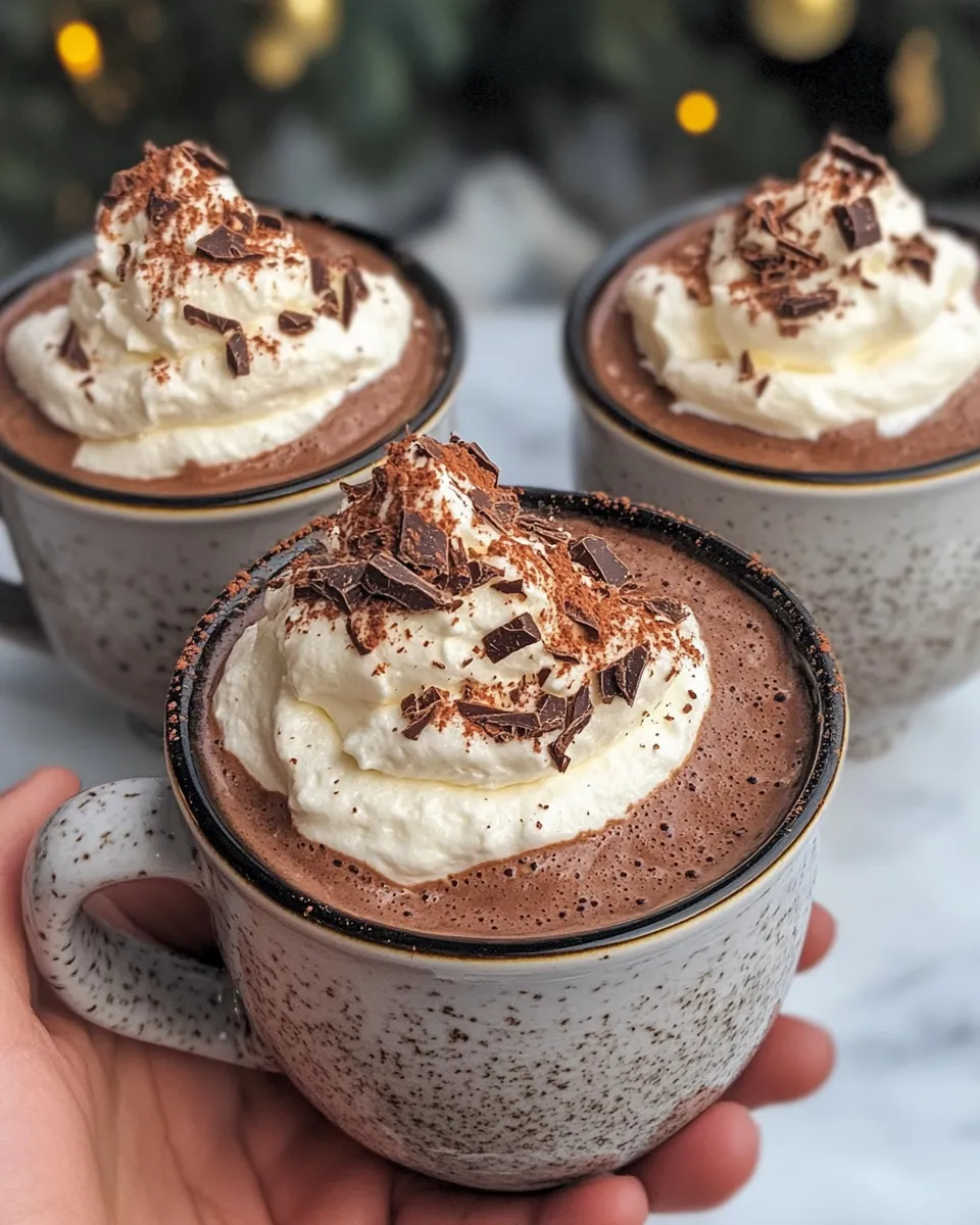 Easy Whipped Hot Chocolate with Thick Cream Cap food shot