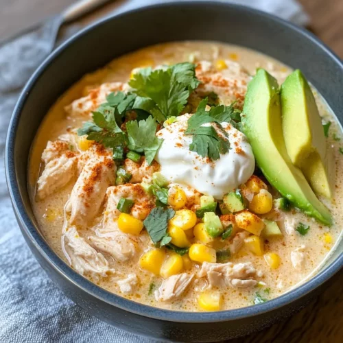 Homemade White Chicken Chili with Corn & Lime Crema photo