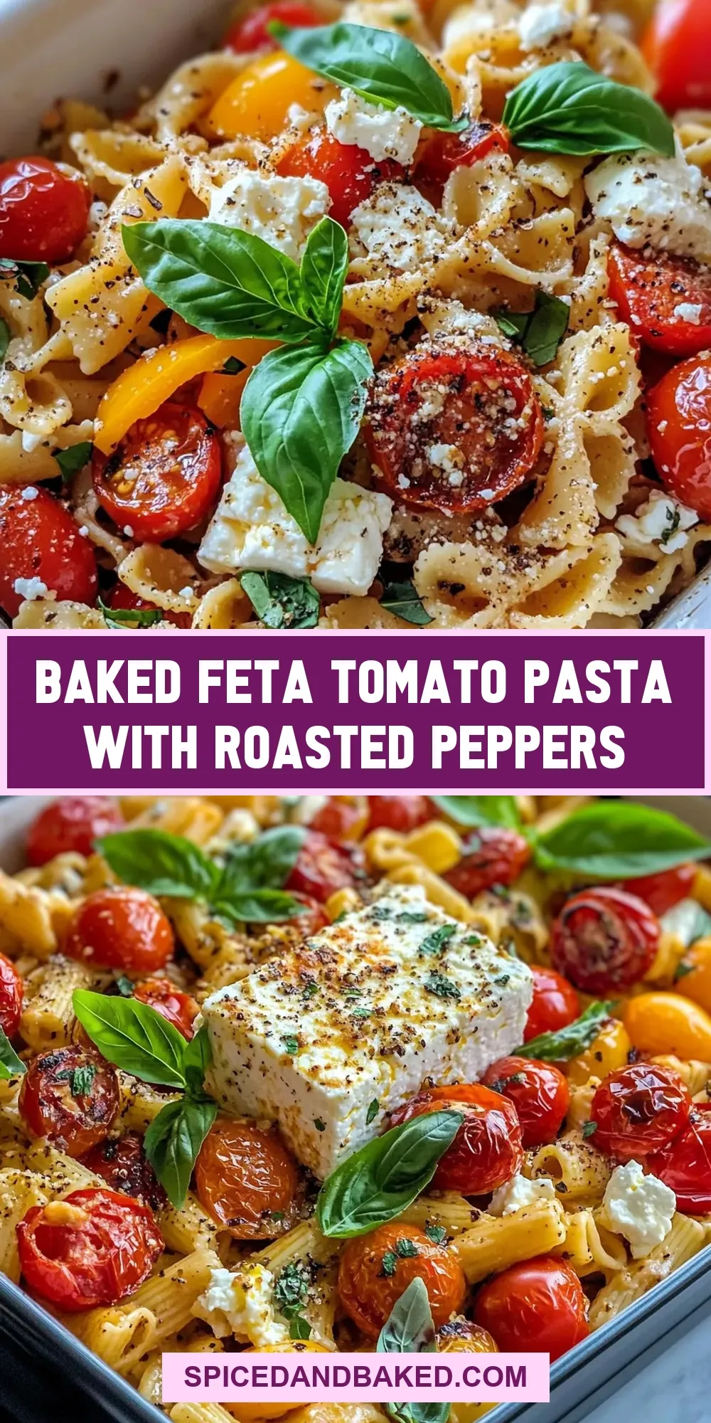 Baked Feta Tomato Pasta With Roasted Peppers (Easy & Delicious)