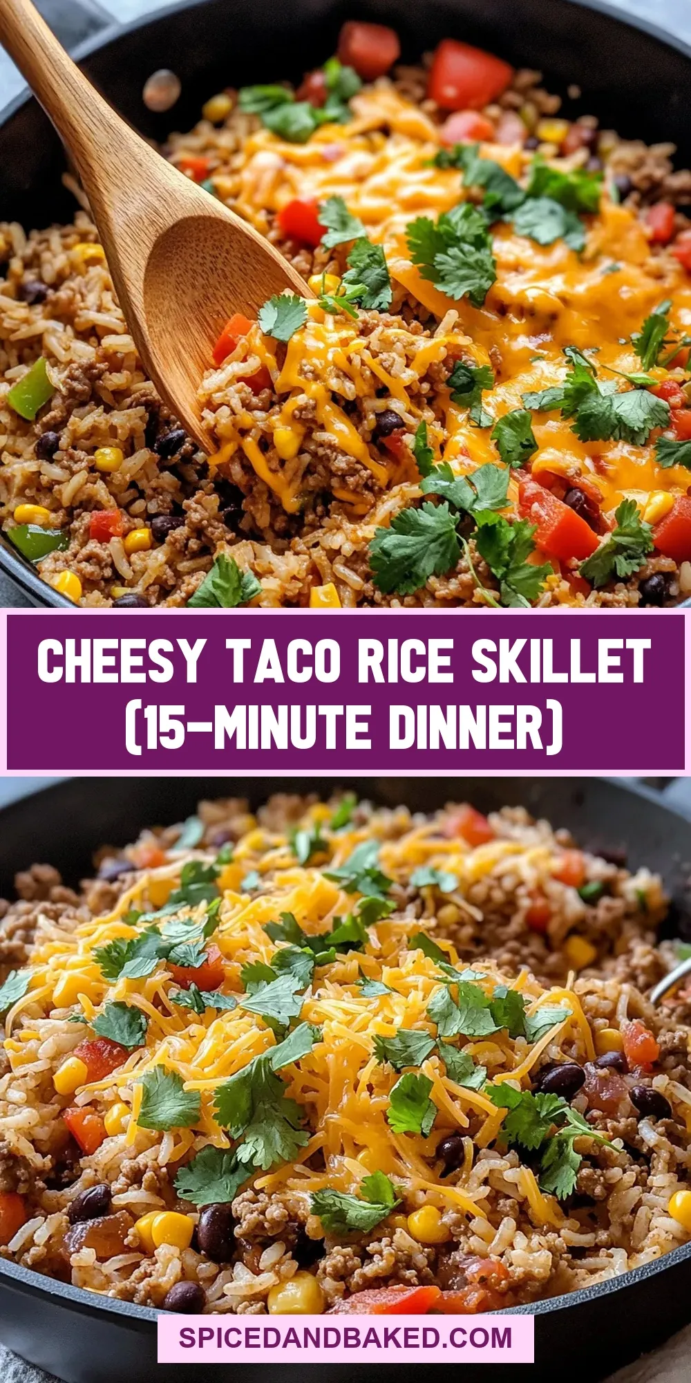 Easy Cheesy Taco Rice Skillet (15-Minute Dinner) Recipe