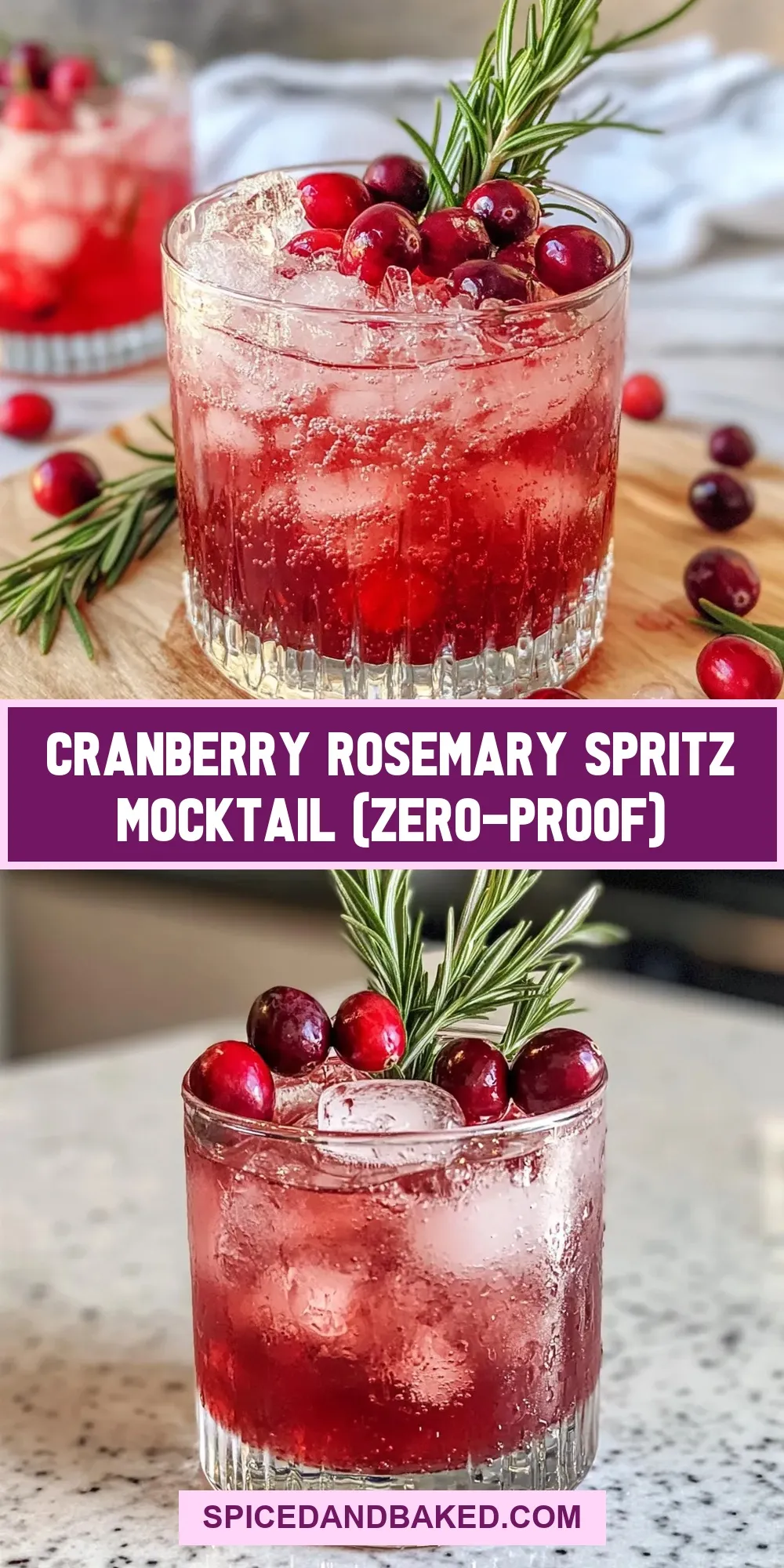 Perfect Cranberry Rosemary Spritz Mocktail (Zero-Proof)