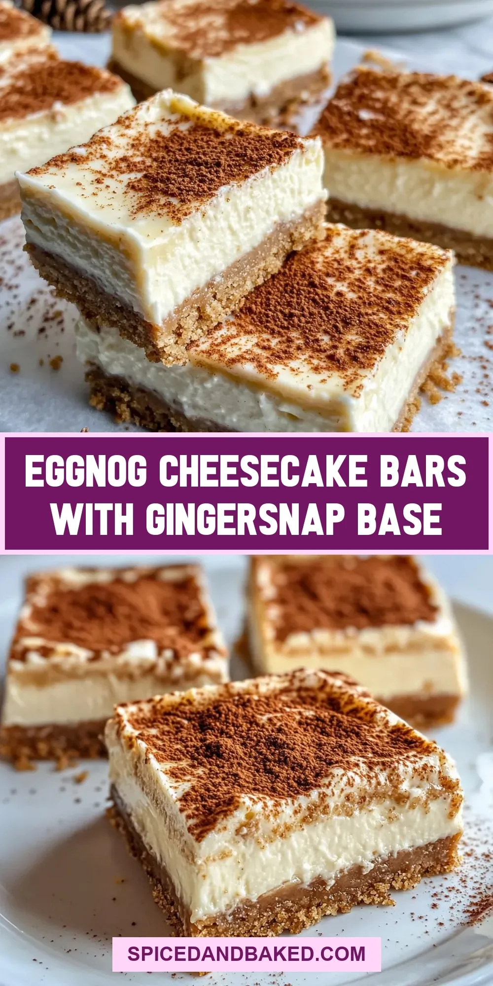 Easy Eggnog Cheesecake Bars With Gingersnap Base Recipe