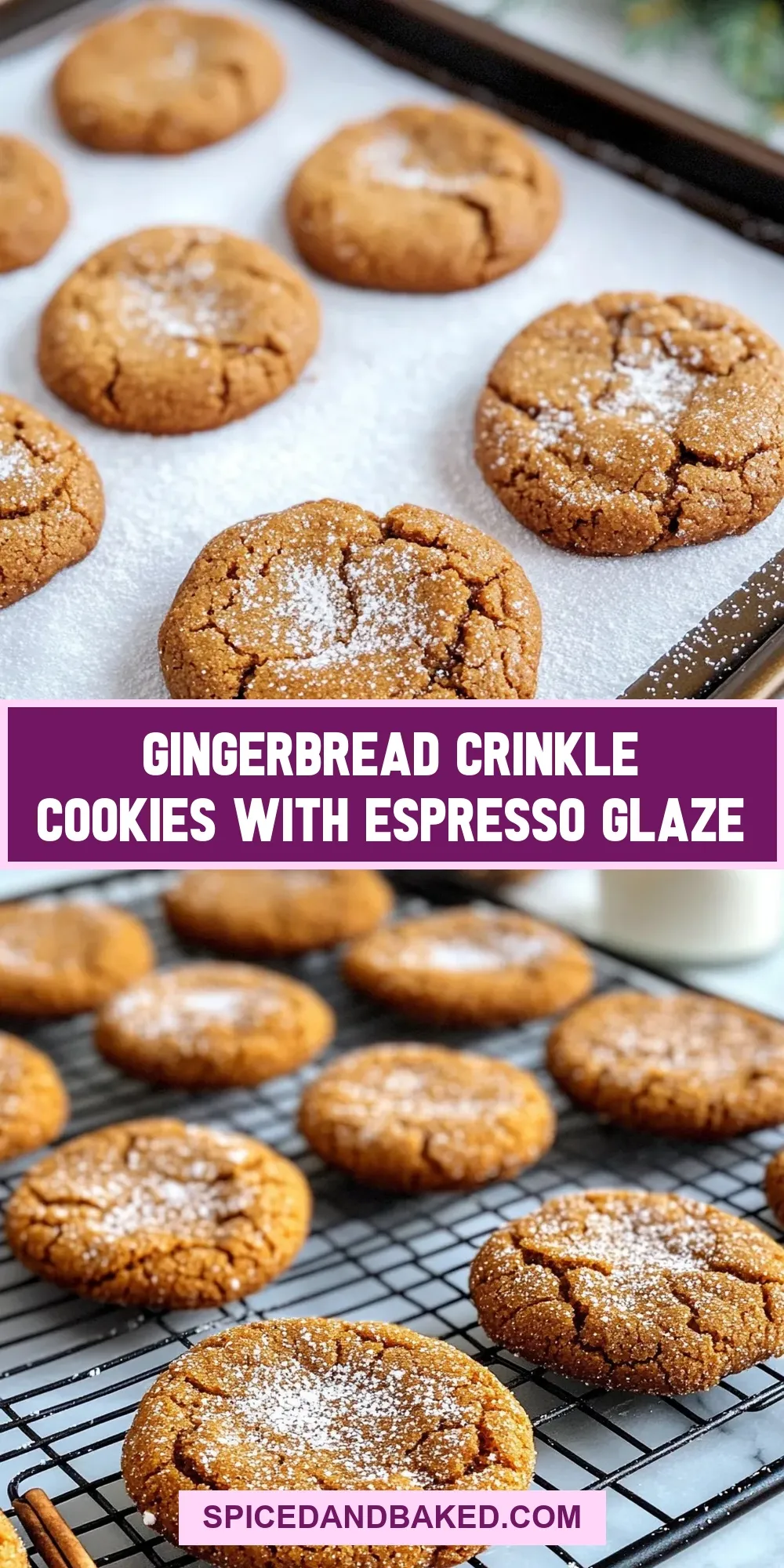Gingerbread Crinkle Cookies With Espresso Glaze Recipe
