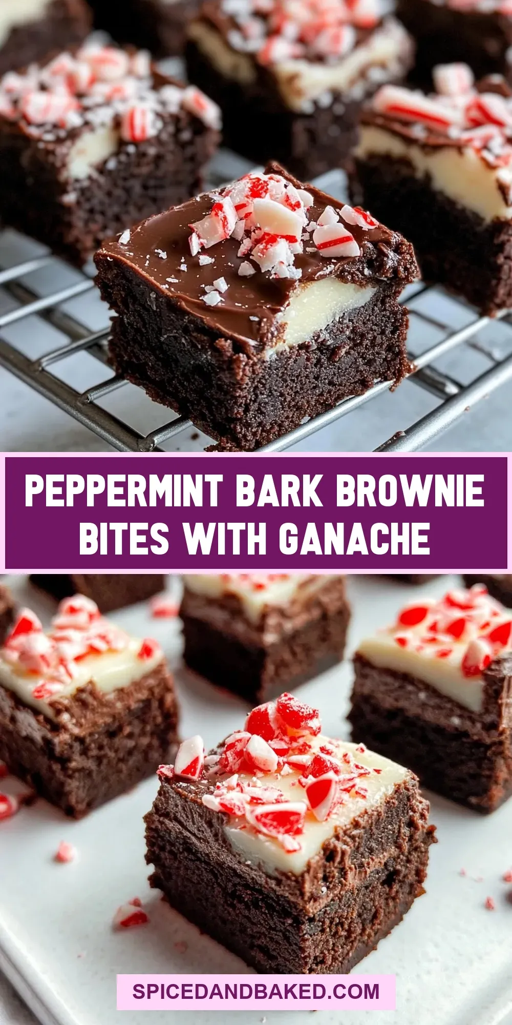 Ultimate Peppermint Bark Brownie Bites With Ganache