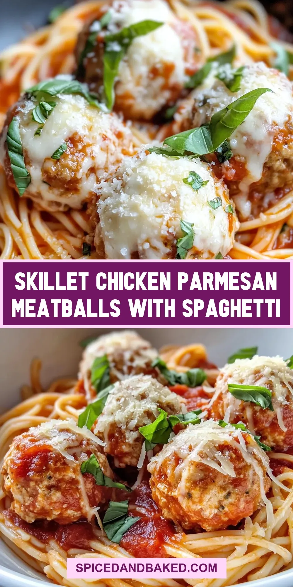 Simple Skillet Chicken Parmesan Meatballs With Spaghetti