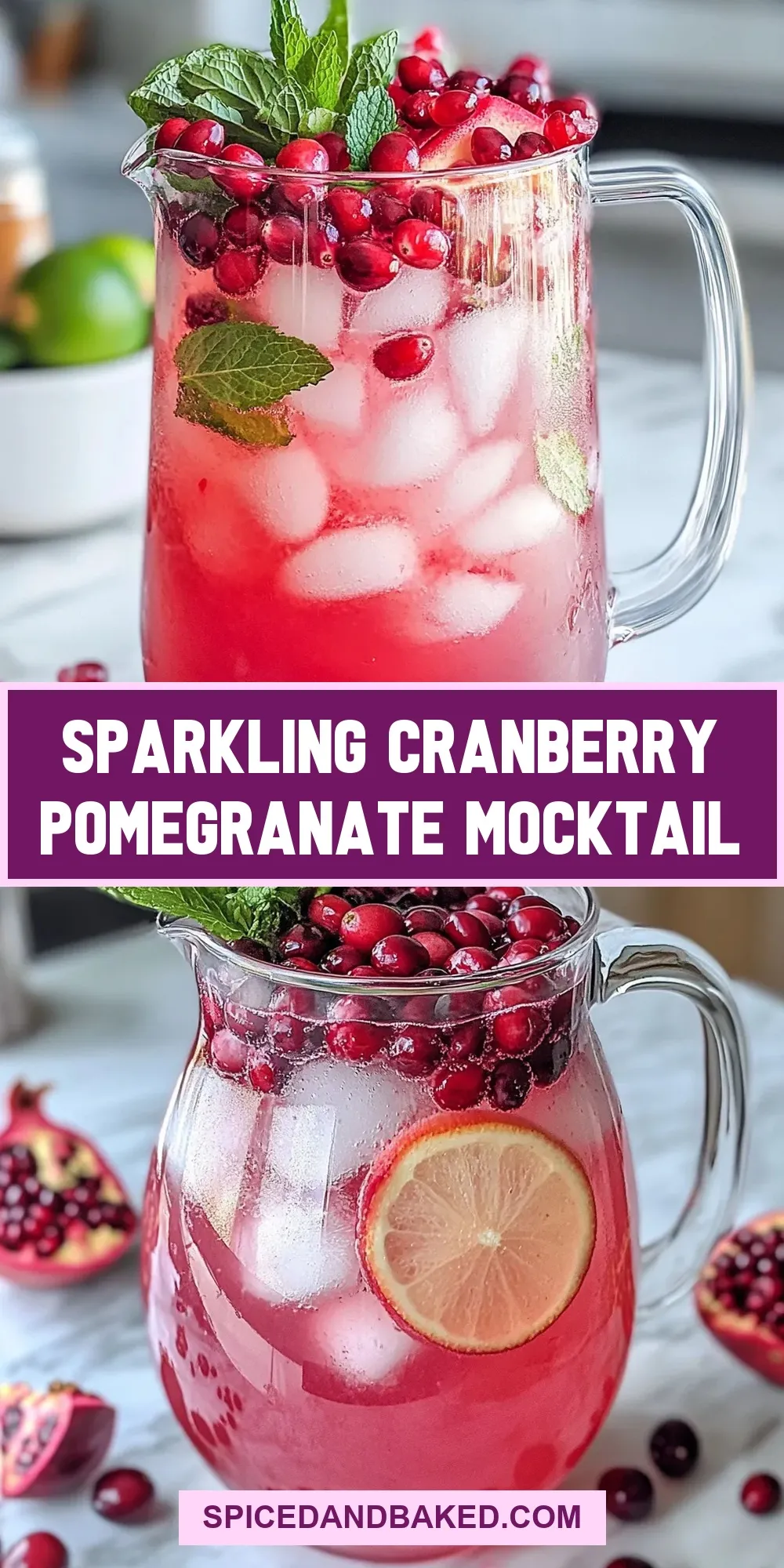 Sparkling Cranberry Pomegranate Mocktail Recipe
