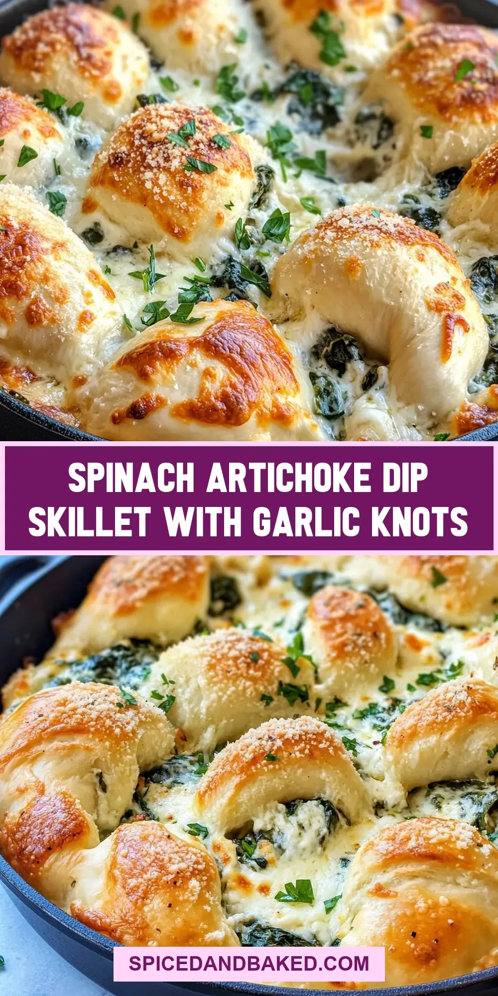 Easy Spinach Artichoke Dip Skillet With Garlic Knots Recipe