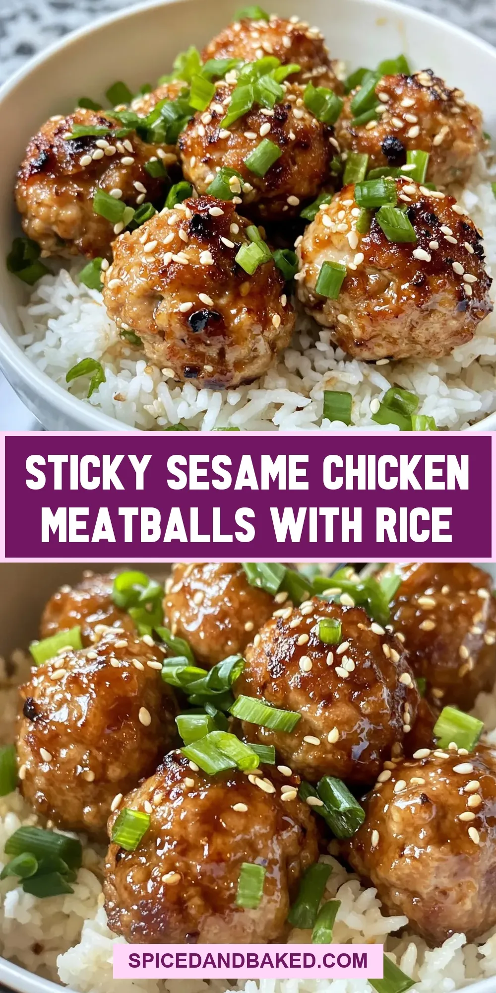 Sticky Sesame Chicken Meatballs With Rice Recipe
